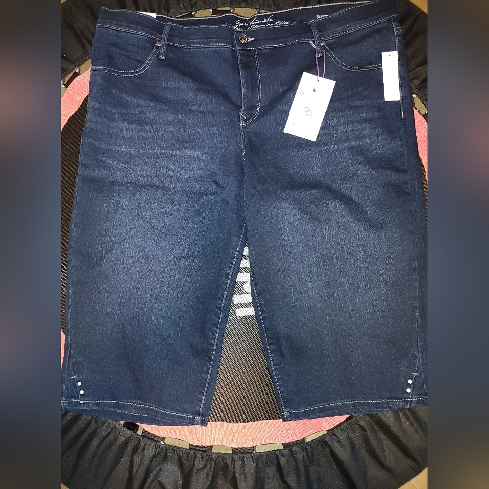 Dark Blue Denim Shorts - Picture 1 of 4